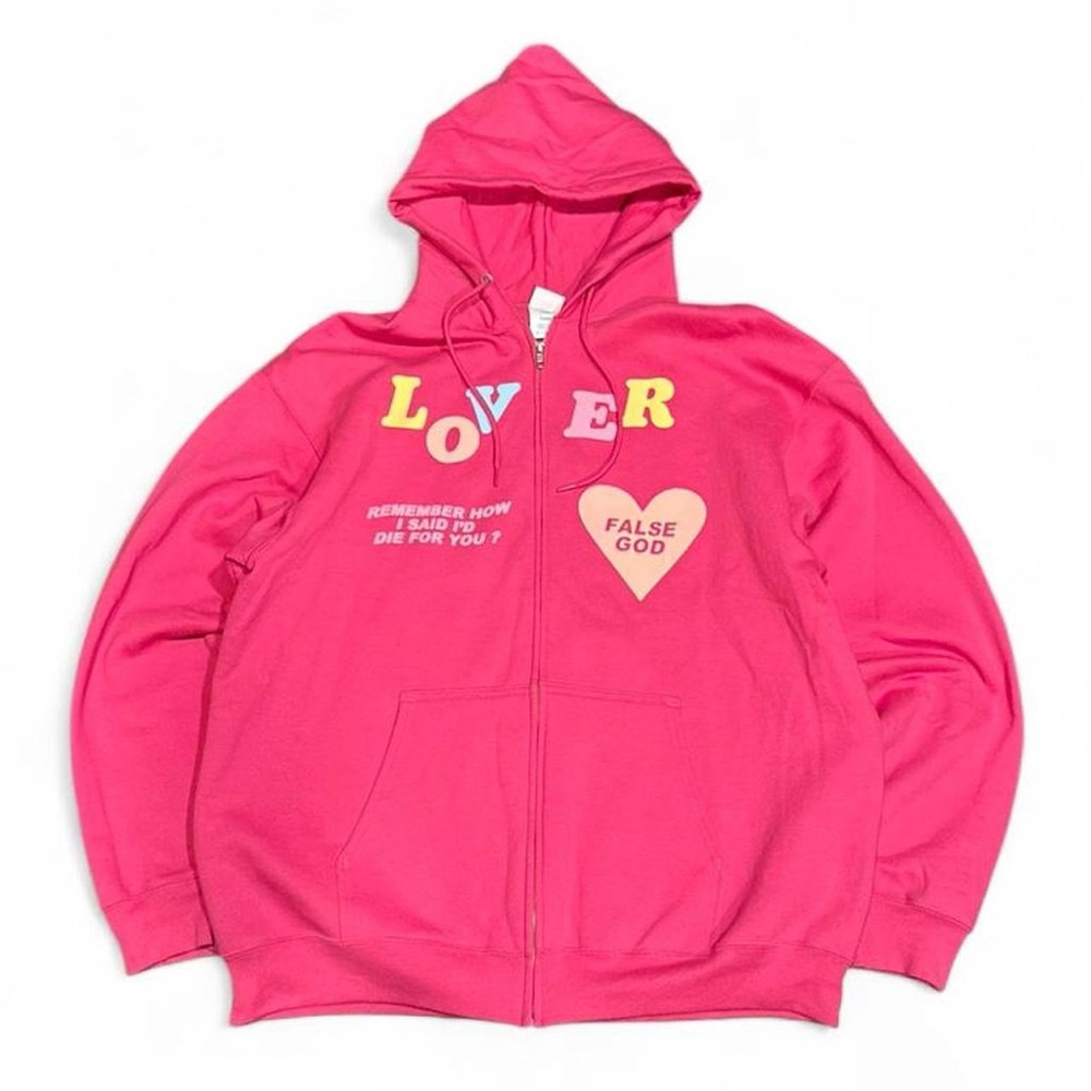 Taylor Swift Lover Puff Print Pink Zip Up Hoodie